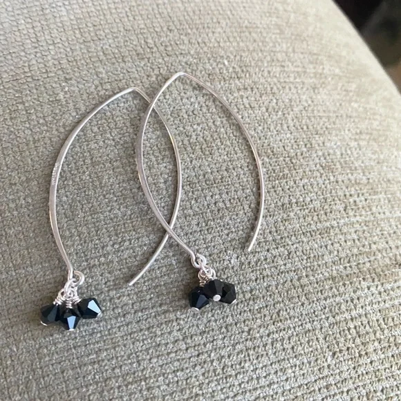 Silpada Slide Earrings with Black Obsidian  Accents W1311 - Picture 4 of 6